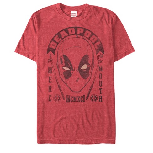 Men\'s Marvel Deadpool T-shirt Merc With : Mouth Target 1991