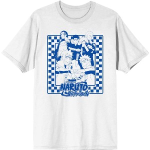 Naruto Shippuden Group Checkered Logo Men's White T-shirt - 1 of 1