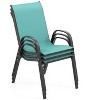 ADILE Outdoor Stackable Heavy Duty Dining Chairs Set of 4, Turquoise Blue - 4 of 4