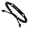 Chisel Stainless Steel Brushed Black IP-plated 6mm Beaded Black Nylon 6.25" to 8" Adjustable ID Bracelet - 2 of 4