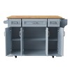 YOOCOZZ 54" Rustic Rolling Kitchen Island with Rubber Wood Drop Leaf, Large Storage Drawers and Cabinets - 2 of 4