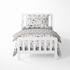 Bacati - Woodlands Beige/Gray 4 pc Boy or Girl Gender Neutral Unisex Toddler Bedding Set - 1 of 4