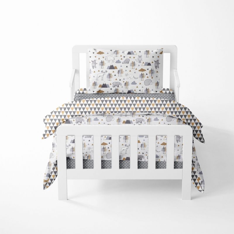 Bacati - Woodlands Beige/Gray 4 pc Boy or Girl Gender Neutral Unisex Toddler Bedding Set, 1 of 12