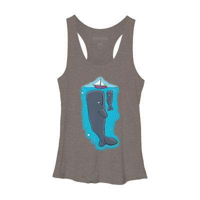 Women's Design By Humans Cute whales and sailing boat cartoon illustration By thefrogfactory Racerback Tank Top