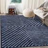 Modern Striped Washable Rug - Non-Slip Backing, Ultra-Thin, Stain-Resistant Carpet - Easy to Clean Floor Cover for Living Room,  Playroom, Blue - 2 of 4