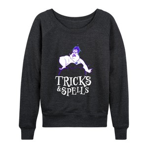 Women's - Disney Villains - Tricks & Spells Lightweight French Terry Wide Neck Long Sleeve Shirt - 1 of 4