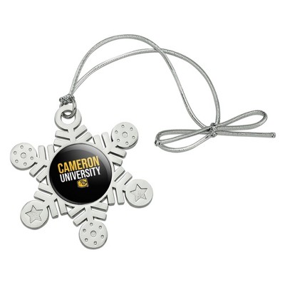 Cameron University Secndary Logo Metal Snowflake Christmas Tree Holiday Ornament