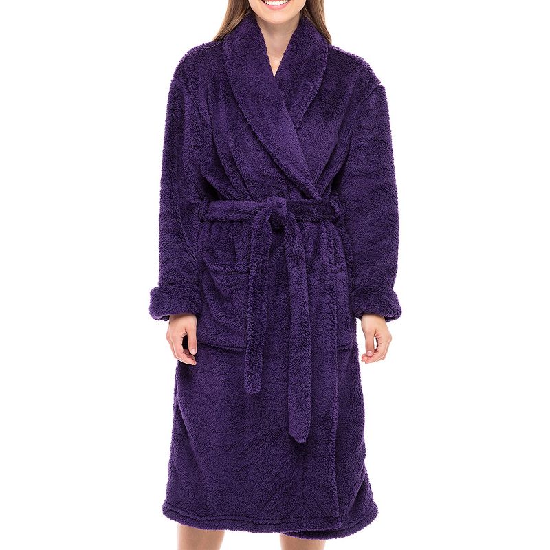 Women's Fuzzy Plush Fleece Winter Robe, Warm Soft Bathrobe for Her, 1 of 9