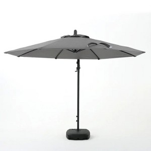 Syemin Patio Umbrella, Garden Table Umbrella with Button Tilt, Crank and Stable Umbrella Base for Patio, Garden, Yard, Gray, 116.5"*116.5"*111" - 1 of 4