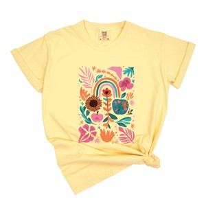 Simply Sage Market Boho Teacher Apple Floral Garment Dyed Tee - 1 of 4