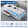 QingMoon High Gloss Coffee Table, Modern LED Center Table with Storage Drawers and Display Shelves, Accent Furniture for Living Room - 3 of 4
