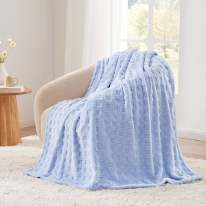 Cozy Bliss Plush Waffle Fleece Throw Blanket, Ultra Soft Comforter Style Home Blanket - 1 of 4