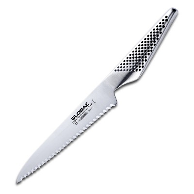 Global Classic Stainless Steel 6 Inch Serrated Utility Knife