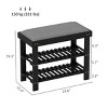 SEVOBAL 3-Tier Shoe Rack for Entryway Bamboo Shoe Bench with Cushion Padded Seat for Indoor Entrance Hallway Bedroom, Black, 26.87"*15.75"*21.26" - 3 of 4