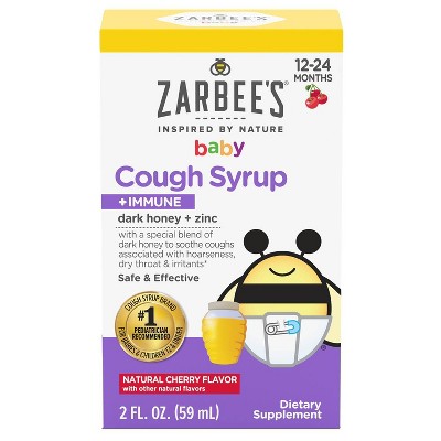 Zarbee's Naturals Baby Cough Syrup + Immune with Honey & Zinc - Natural Cherry Flavor - 2 fl oz