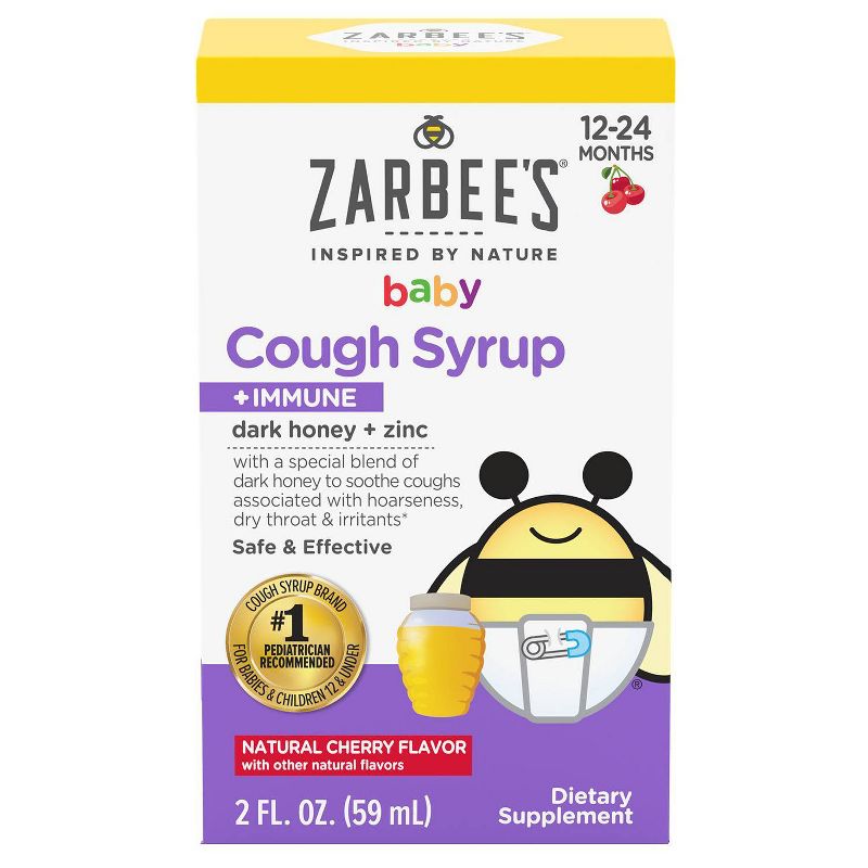 Zarbee&#39;s Baby Cough Syrup + Immune with Honey &#38; Zinc - Natural Cherry Flavor - 2 fl oz, 1 of 14