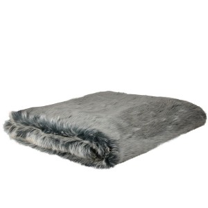 Northlight 50" x 60" Faux Fur Super Plush Throw Blanket - White/Gray - 1 of 3