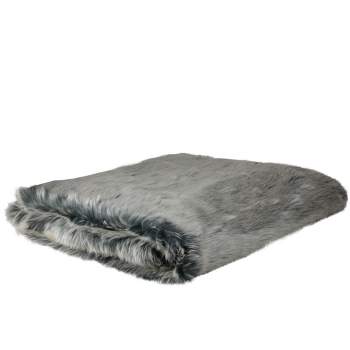 Northlight 50" x 60" Faux Fur Super Plush Throw Blanket - White/Gray