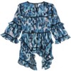 bar III Womens Ruffled Printed Knit Blouse, Blue, Small - 2 of 2