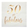 Blue Panda 50 Pack White 50th Birthday Napkins - 5x5 Inches Folded, 3-Ply with Gold Lettering, 50 and Fabulous Napkins for Women - 4 of 4