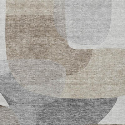 HomeRoots 9' X 12' Taupe And Gray Abstract Washable Indoor Outdoor Area Rug