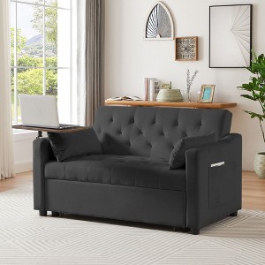 NicBex Velvet Loveseat Sofa Comfy 3-in-1 Convertible Sofa Bed,Modern Sleeper Couch Pull Out Bed with Adjustable Backrest and Pillows for Living Room - 1 of 4
