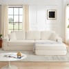 112.6" Modern Corduroy L-Shape Modular Floor Sectional Sofa with Right Arm Chaise Lounge, Convertible into a Queen Bed - 4 of 4