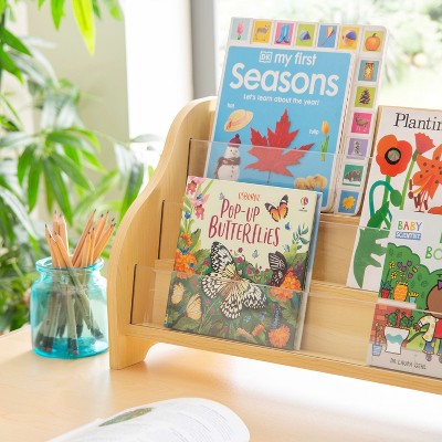 Natural Maple Tabletop Book Display with Acrylic Dividers