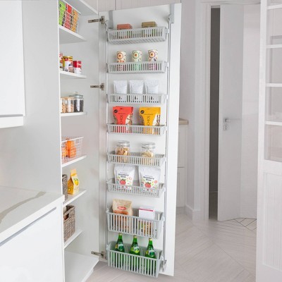 Smart Design 8-Tier Over The Door Hanging Pantry Organizer with 6 full Baskets and 2 Deep Baskets Gray: Steel Kitchen Storage, 77" Height — фото 2