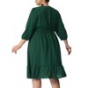 Agnes Orinda Women's Plus Size Square Neck Swiss Dots Wedding Empire Waist Ruffle Hem Chiffon Midi Dresses - 4 of 4
