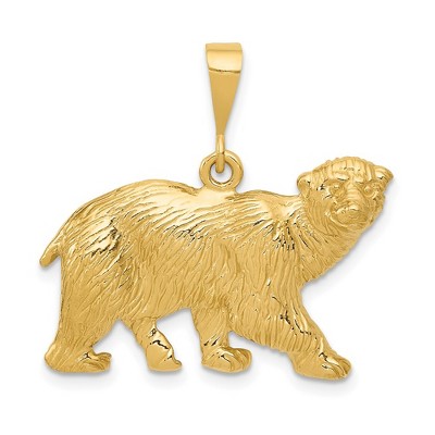 Black Bow Jewelry 14k Yellow Gold Large Polished Textured Polar Bear Pendant