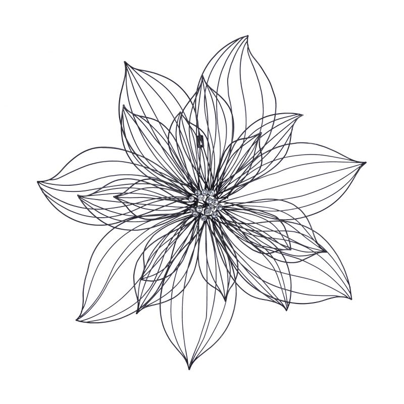 Modern Metal Floral 3D Wire Wall Decor with Crystal Embellishments Black - Olivia &#38; May, 1 of 15
