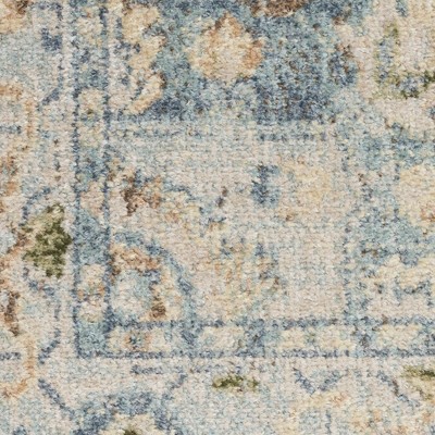Beige Blue Synthetic Medallion Runner Rug 2'2" x 10'