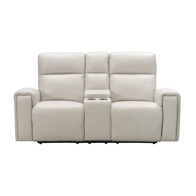 Karina Leather Power Reclining Console Loveseat with Power Headrests Ivory - Abbyson Living, 4 of 6