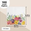 Juvale 100 Pack Vintage Floral Paper Napkins, 2-Ply, 6.5x6.5”, Napkins for Bridal Shower, Spring Tea Party, & Wedding - 4 of 4