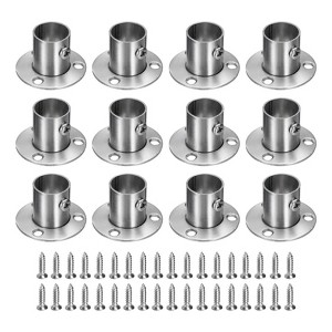 Unique Bargains Stainless Steel Corrosion Resistance Durability Cylindrical Design Closet Rod Brackets 12 Pcs - 1 of 4