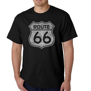 LA Pop Art Men's Word Art T-shirt - Cities Along Route 66 - 1 of 4