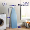 Homz T-Leg Clothes Ironing Board, Compact Foldable Standard Size Adjustable Height with Foam Pad & Cotton Cover, Light Blue - 3 of 4