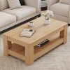 43.3" Modern Walnut Rectangle Coffee Table with Open Storage Shelf, Wood Center Table for Living Room or Office -3irtyhousy - 2 of 4
