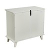 Alilang 32.00 Inch Glass Door Accent Cabinet with Decorative Geometric Frame - Antique White - 4 of 4