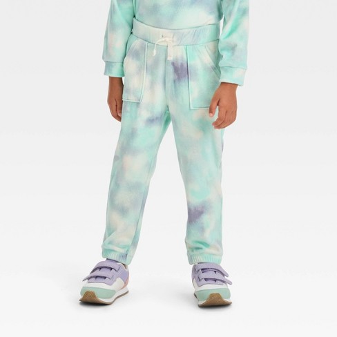 Toddler Girls' Tie-dye Micro Fleece Pants - Cat & Jack™ Blue 12m