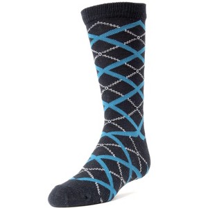 Memoi Diamond Interlock Boys Dress Cotton Blend Crew Socks - 1 of 2