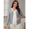INSPIRE CHIC Women's Maternity Button Down Shirts Pregnancy Clothes Long Sleeve V Neck Faux 2-Pcs Nursing Tops - 2 of 4