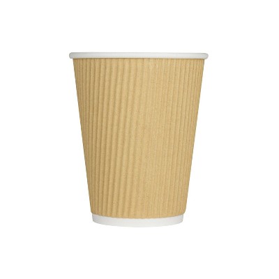 Karat C-K512W 9 Ounce Ripple Grip Sturdy Insulated To Go High Quality Recyclable Paper Hot Cups for Coffee, Tea, and Hot Chocolate, 500, Beige