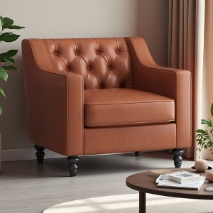 33" Fabric Contemporary Club Chair with Button-Tufted Diamond Stitch - 1 of 4