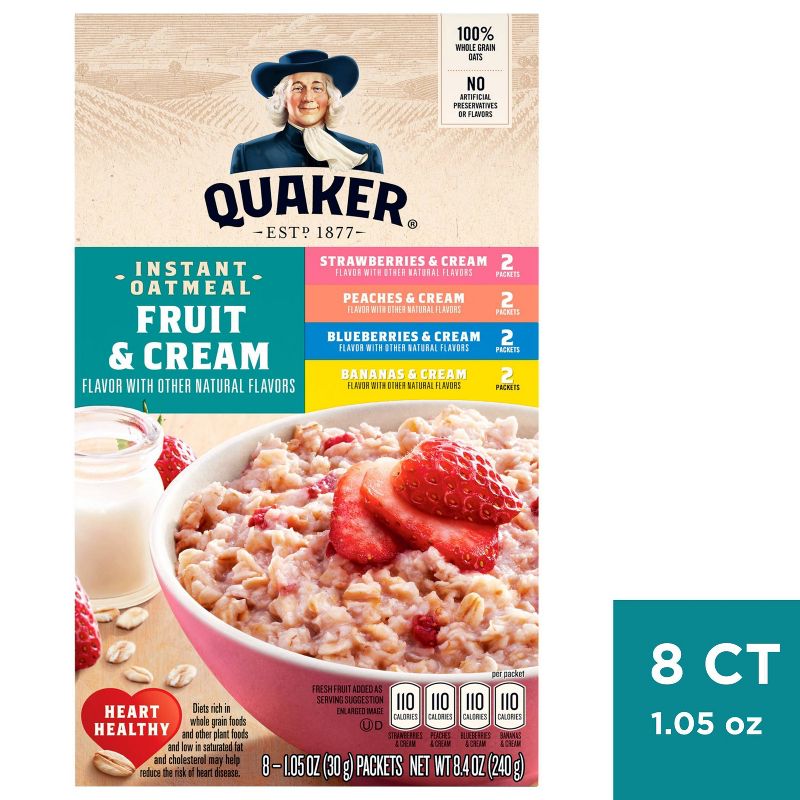 Quaker Fruit & Cream Instant Oatmeal Variety - 8ct/9.8oz, 1 of 7
