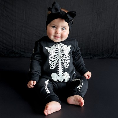 Toddler Classic Skelly Fleece Hooded Romper - Posh Peanut