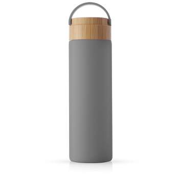 Glass Water Bottle with Bamboo Lid - Grow with the Flow by Studio