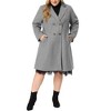 Agnes Orinda Women's Notched Lapel Double Breasted Long Pea Coats with Pocket - 2 of 4