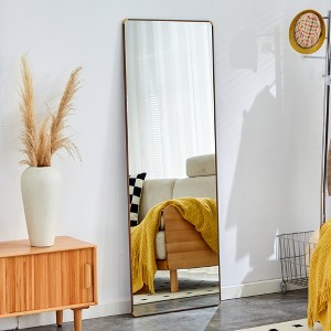 Vynxaria Aluminum alloy metal frame wall-mounted full-length mirror for porch,bathroom vanity mirror,floor-to-ceiling mirror,Gold - 1 of 4